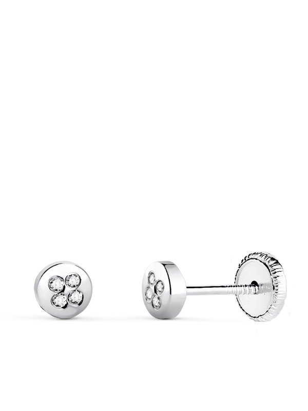 18K PENDIENTES ORO BLANCO CIRCONITAS...