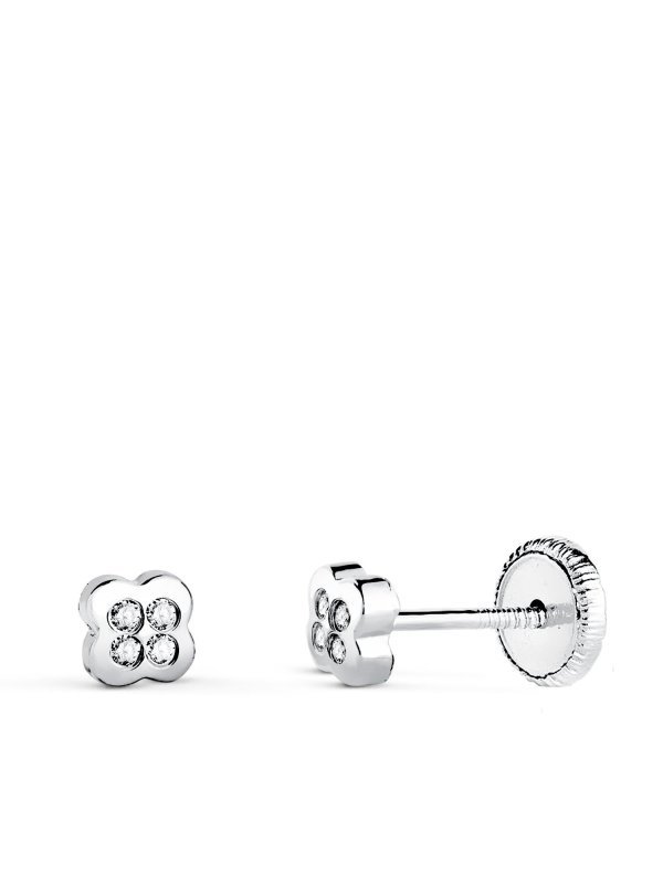 18K PENDIENTES CIRCONITAS ORO BLANCO...