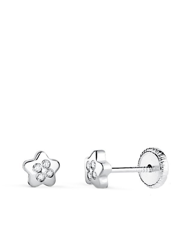 18K PENDIENTES ORO BLANCO ESTRELLA...