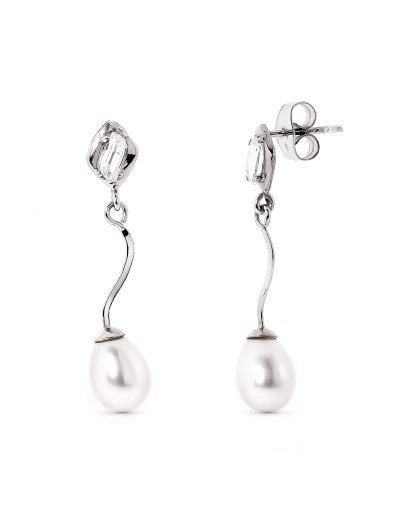 18K PENDIENTES ORO BLANCO Y...