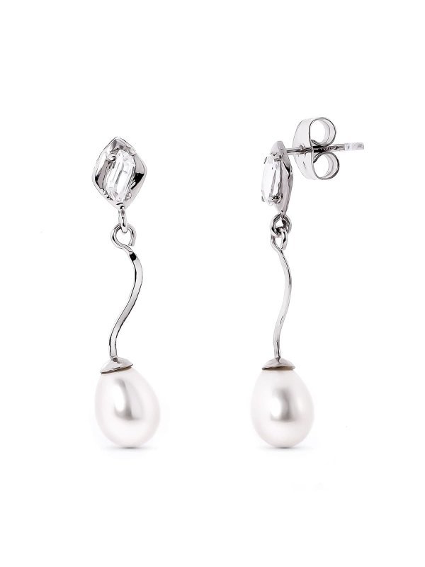18K PENDIENTES ORO BLANCO Y PERLA Y...