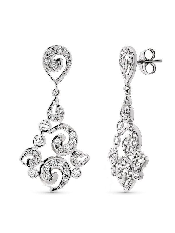 18K PENDIENTES ORO BLANCO LARGOS...