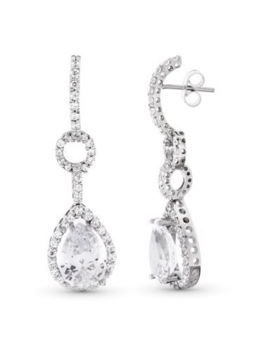 18K PENDIENTES ORO BLANCO LARGOS...