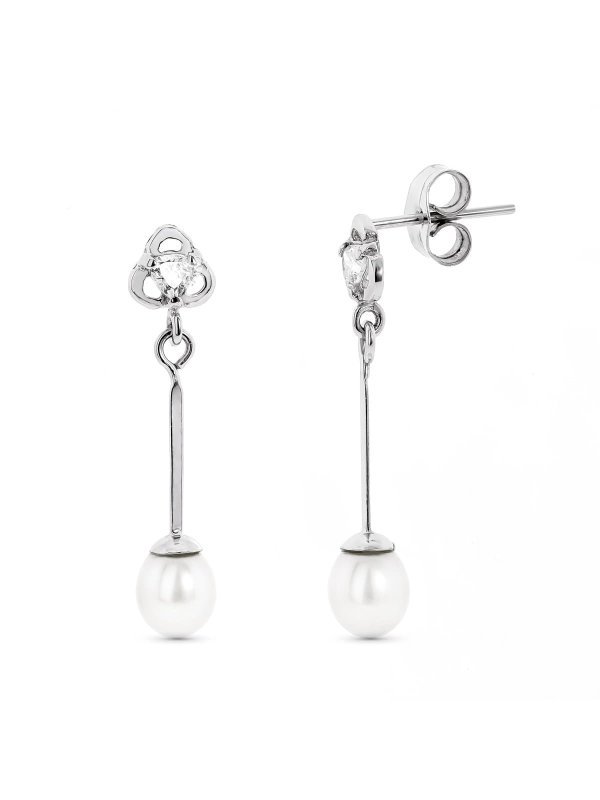 18K PENDIENTES ORO BLANCO CON...