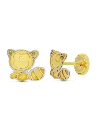 18K PENDIENTES ORO BICOLOR...
