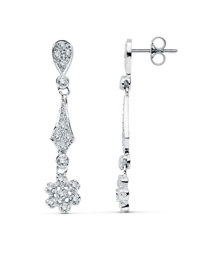 18K PENDIENTES ORO BLANCO CIRCONITAS...