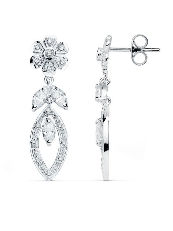 18K PENDIENTES ORO BLANCO CIRCONITAS...
