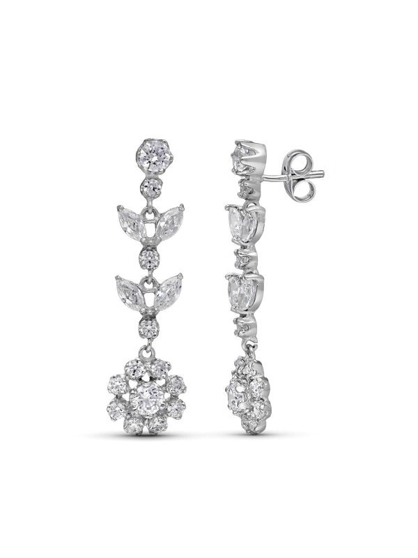 18K PENDIENTES ORO BLANCO LARGOS...