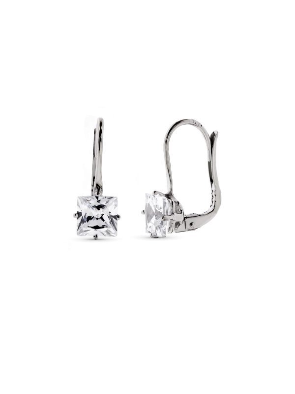 18K PENDIENTES ORO BLANCO PIEDRA 6X6...