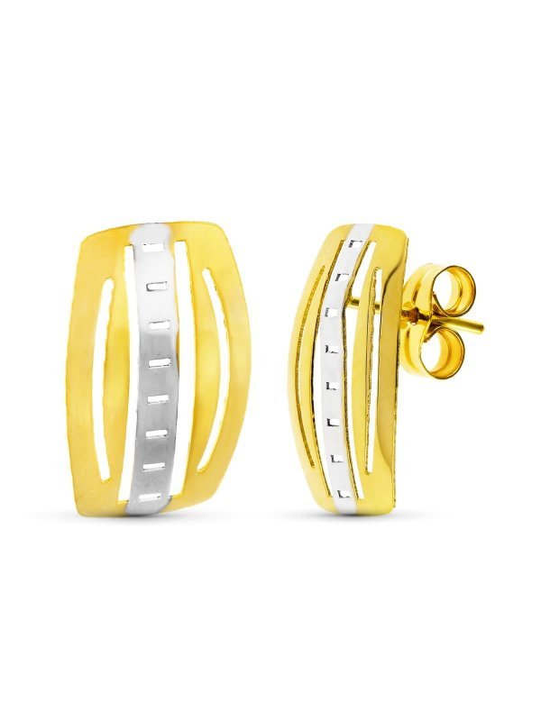 18K PENDIENTES ORO BICOLOR PRESION