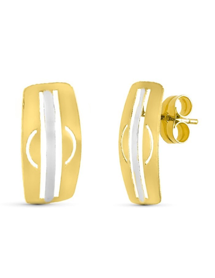 18K PENDIENTES ORO BICOLOR PRESION