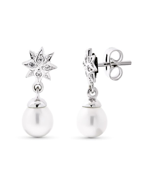 18K PENDIENTES ORO BLANCO LARGO...