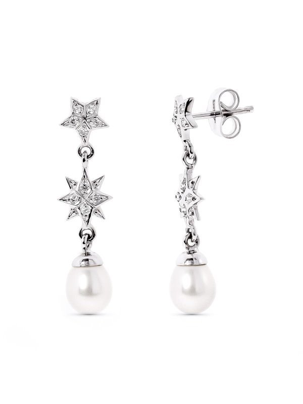 18K PENDIENTES ORO BLANCO ESTRELAS DE...