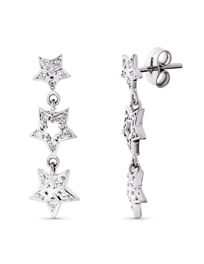 18K PENDIENTES ORO BLANCO LARGOS...
