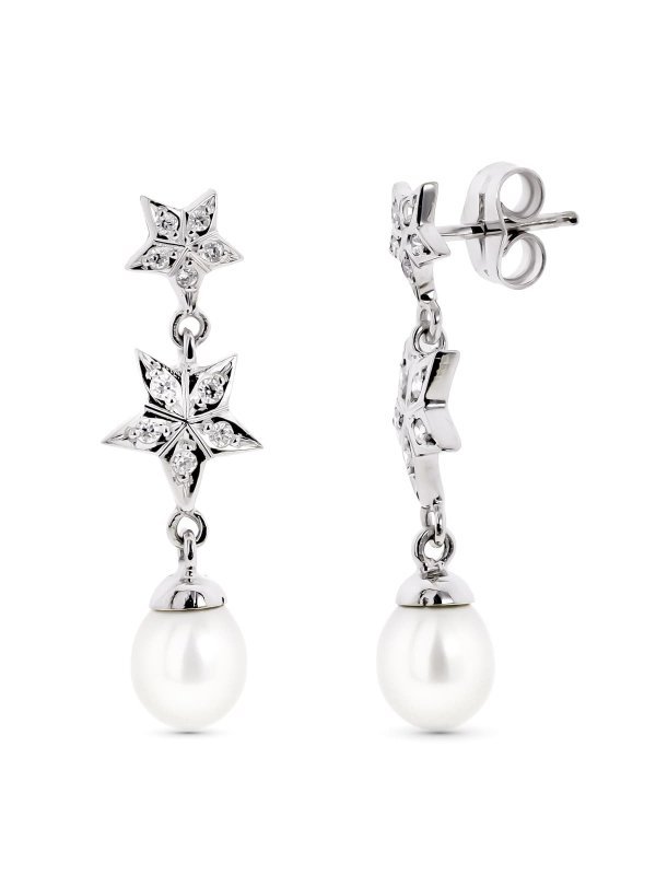 18K PENDIENTES ORO BLANCO CON...