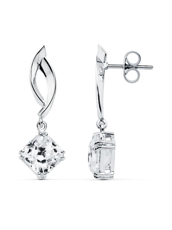 18K PENDIENTES ORO BLANCO CIRCONITAS...