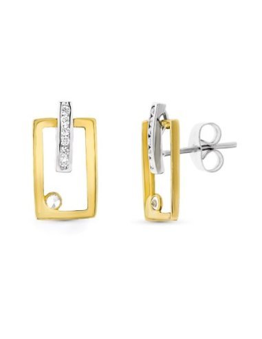 18K PENDIENTES ORO BICOLOR CIRCONITAS...