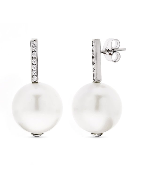 18K PENDIENTES ORO BLANCO LARGOS...