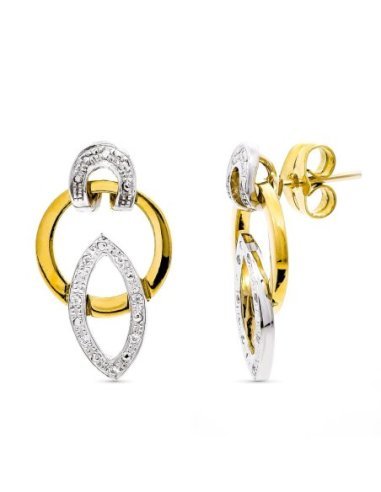 18K PENDIENTES ORO BICOLOR CIRCONITAS...