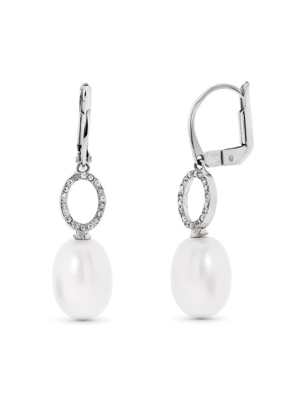 18K PENDIENTES ORO BLANCO MOTIVO OVAL...