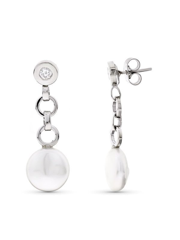 18K PENDIENTES ORO BLANCO LARGOS...