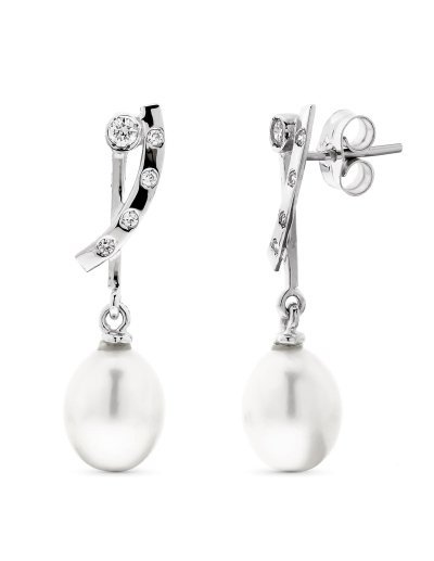 18K PENDIENTES ORO BLANCO...