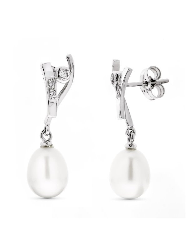18K PENDIENTES ORO BLANCO LARGOS...
