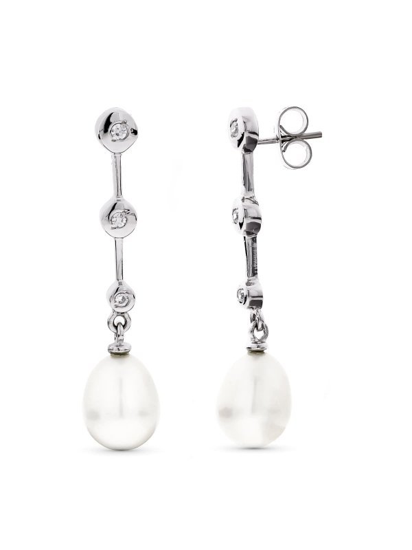 18K PENDIENTES ORO BLANCO LARGOS...