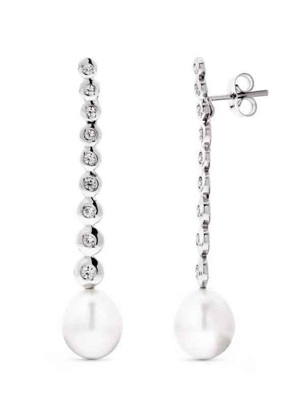 18K PENDIENTES ORO BLANCO LARGOS...