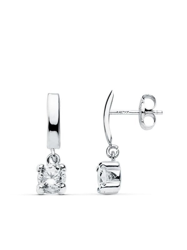 18K PENDIENTES ORO BLANCO GARRAS 15X4 MM