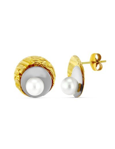 18K PENDIENTES BICOLOR...
