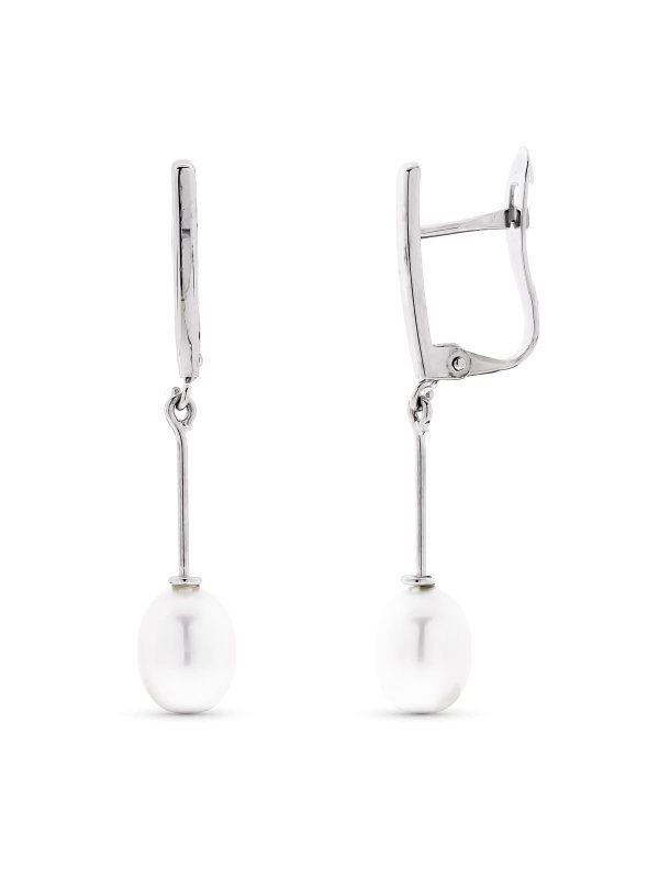 18K PENDIENTES ORO BLANCO CON PERLA...