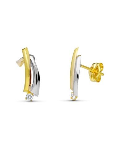 18K PENDIENTES ORO BICOLOR BANDAS...
