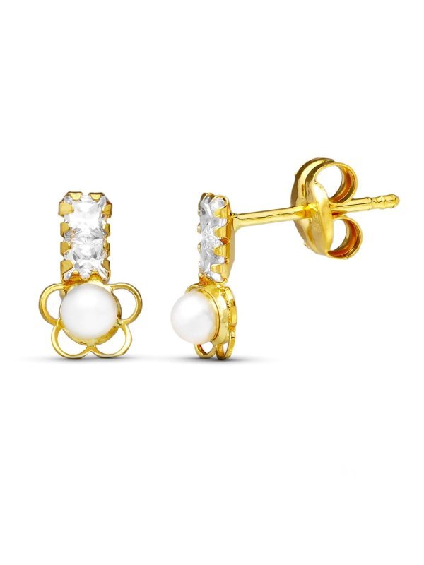 18K PENDIENTES ORO AMARILLO PERLA...