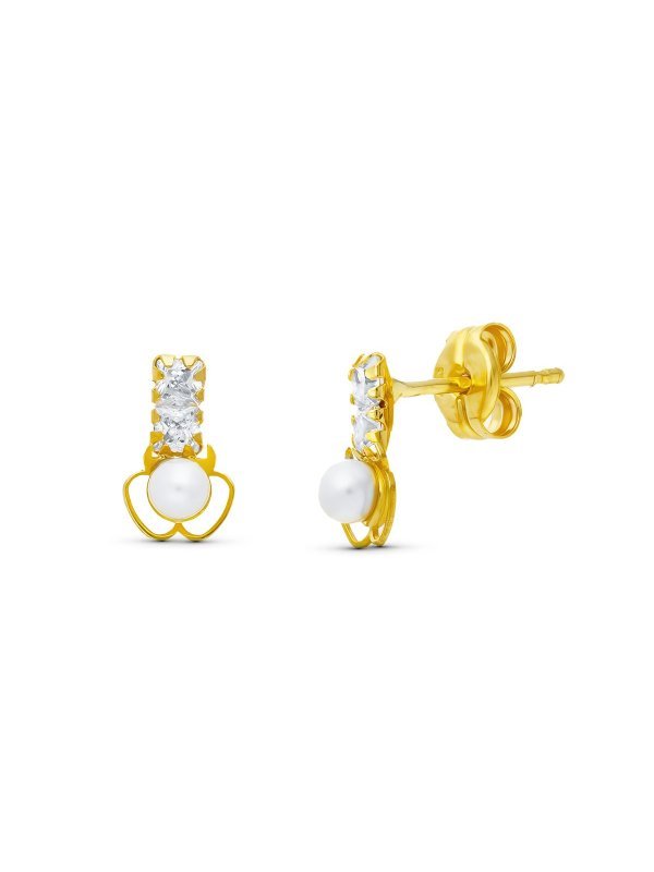 18K PENDIENTES ORO AMARILLO PERLA...