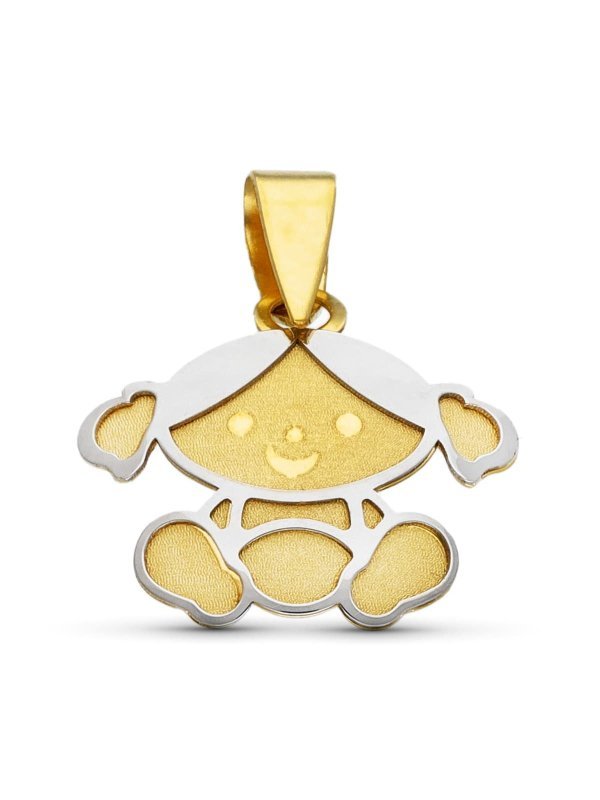 18K COLGANTE ORO BICOLOR NIÃ‘A LASER...