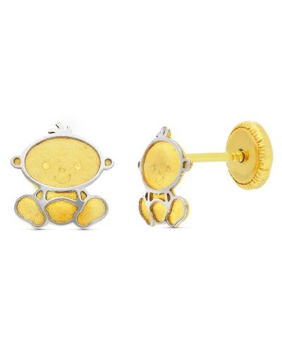 18K PENDIENTES ORO BICOLOR...