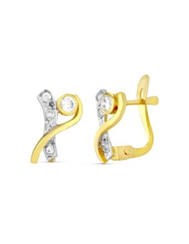 18K PENDIENTES ORO BICOLOR CIRCONITAS...