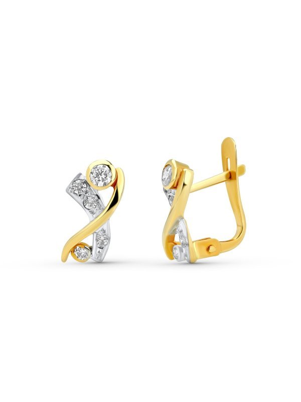 18K PENDIENTES ORO BICOLOR CIRCONITAS...