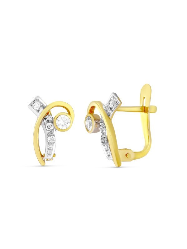 18K PENDIENTES ORO BICOLOR CIRCONITAS...