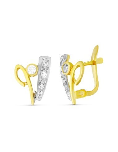 18K PENDIENTES ORO BICOLOR CIRCONITAS...