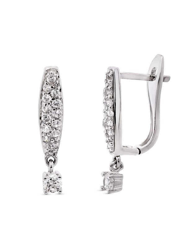 18K PENDIENTES LARGOS ORO BLANCO CON...