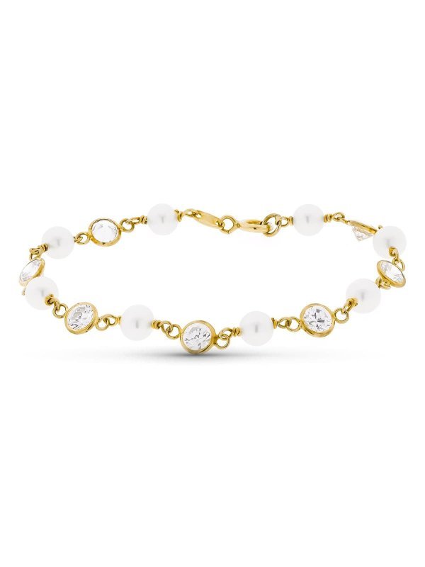 18K PULSERA ORO AMARILLO CON PERLA Y...
