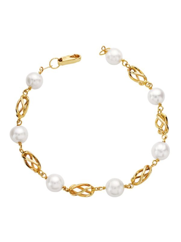 18K PULSERA ORO AMARILLO PERLA...