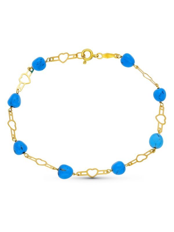 18K PULSERA TURQUESAS MOTIVOS 19 CM