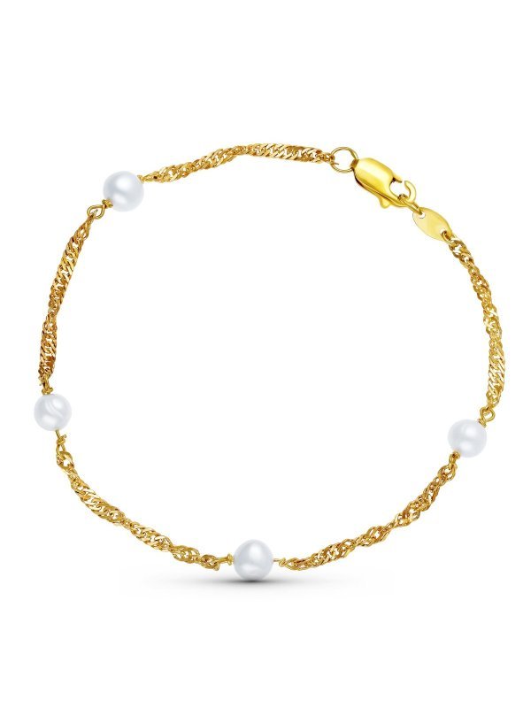 18K PULSERA PERLA 5 MM SINGAPUR 19 CM