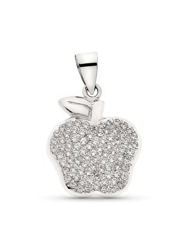 18K COLGANTE ORO BLANCO MANZANA CON...