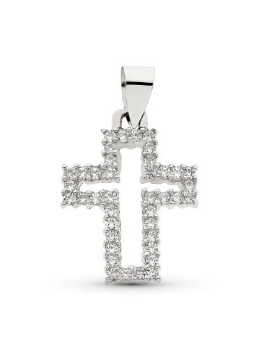 18K CRUZ ORO BLANCO CON...