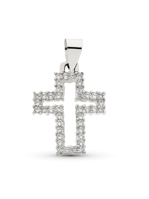 18K CRUZ ORO BLANCO CON CIRCONITAS...