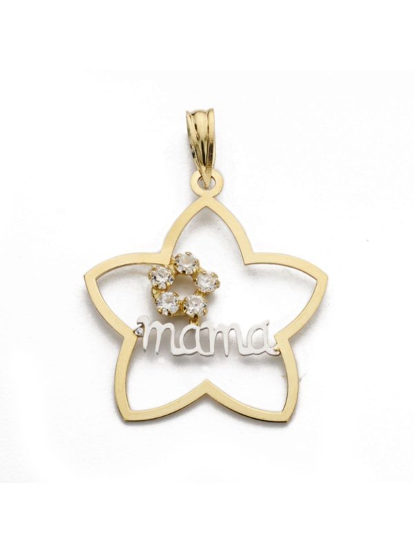 18K COLGANTE BICOLOR FLOR MAMA